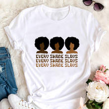 Каждый оттенок меланин Цветной печатных 100% Хлопковая женская футболка черные женские рубашки женские летние пуловеры с круглым вырезом, топ с короткими рукавами 2024 - купить недорого