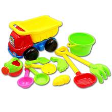 Детский пляжный игрушечный автомобиль, набор из 11 предметов, Детская Песочная Лопата для копания песка, воронка для душа, летняя водная игрушка 2024 - купить недорого
