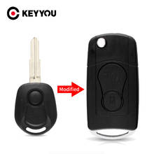 KEYYOU 10X автомобильный брелок для ключей SsangYong Actyon Kyron Rexton 2 кнопки модифицированный раскладной Складной Дистанционный пустой чехол с необработанным лезвием 2024 - купить недорого