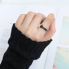 Fashion Letter Black Ring Silver Plated Accessories Women Charm Rings Female Bijou Trendy Silver Plated Girls Finger Jewelry 2024 - buy cheap