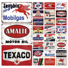 Винтажные Texaco металла плакат знаки олова наклейки на стену декоративная табличка украшения гаража моторное масло бензин пластина для комнаты настенный Декор 2024 - купить недорого