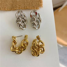Brincos de corrente grossos para mulheres estilo coreano jóias de orelha elegantes encantos de ouro e prata cor personalidade brinco jóias 2024 - compre barato