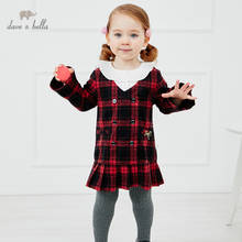 DB14875-vestido de otoño para niña, a la moda, con bolsillos y lazo a cuadros, para Fiesta infantil, lolita 2024 - compra barato