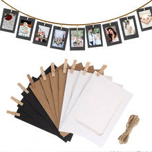 10 pçs papel kraft moldura da foto com clipe 2 m corda de cânhamo diy parede da foto criativo cor sólida pendurado moldura da foto decoração de parede 2024 - compre barato