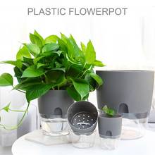 Vaso de flores destacável, vaso de flores com 2 camadas de rega automática, com recipiente de armazenamento de água, para decoração de jardim doméstico 2024 - compre barato