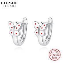 ELESHE White Enamel Insect Cute Earrings 925 Sterling Silver Butterfly Exquisite Hoop Earrings for Women Fashion Jewelry 2024 - buy cheap