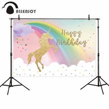 Allenjoy photophone backgrounds Birthday unicorn rainbow cloud stars children party photographic backdrops photocall photobooth 2024 - buy cheap