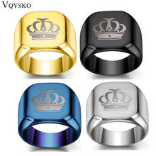 Модное кольцо в стиле хип-хоп с короной, мужские аксессуары, винтажное панк-рок большое байкерское кольцо с перстнем, четыре цвета, тибетские ювелирные изделия 2024 - купить недорого