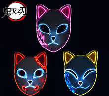 Anime Demon Mask Demon Slayer Led Mask Sabito/Makomo Plastic Led Light Cosplay Mask Headwear Hannya Tengu Masks Halloween Mask 2024 - buy cheap