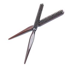 Escova de cerdas de javali natural com cabo de madeira, pente de cabelo macio, escova de cabeleireiro, pente de cabeleireiro desembaraçador, ferramenta de barbeiro, 1 peça 2024 - compre barato
