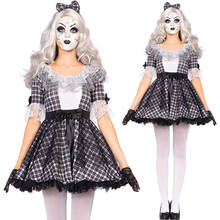 Fantasia de halloween para mulheres, cosplay estilo pastoral zumbi, palhaço it: sparkles duplos cápsulas, bruxa, chuveiro de horror 2024 - compre barato