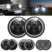 Lâmpada led para farol jeep wrangler, 1 par, 7 polegadas, 60w, dc 12v, âmbar/branco, olhos, luz de condução, para land rover 2024 - compre barato