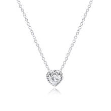 Clear CZ Elevated Heart Necklaces for Women Fashion 925 Sterling Silver Collier Choker Necklace Jewelry Female Chain Necklaces 2024 - buy cheap