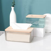 Caixa porta-guardanapo para sala de estar, recipiente transparente, moderno e simples, com tampa de bambu, caixa dispensadora de lenços faciais 2024 - compre barato