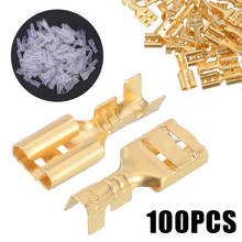 100pcs Brass Crimp TerminalS Female Spade Connectors with Insulating Sleeve 2.8/4.8/6.3mm 2024 - buy cheap