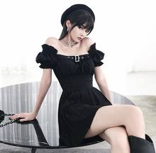 Ruibbit Gothic Summer Dresses Black Rivet Puff Sleeve Casual Women Mini Dress Vintage Sexy Off Shoulder Backless dress 2024 - buy cheap