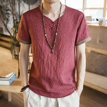 Рубашка мужская в традиционном китайском стиле Тан, винтажная Свободная блузка в стиле кунг-фу, льняная футболка с восточными ушу, топ, CN-126 2024 - купить недорого