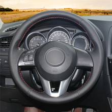 For Mazda 6 Atenza 2014 hand-sewn steering wheel cover black artificial leather Anti-slip fit all season 2024 - buy cheap