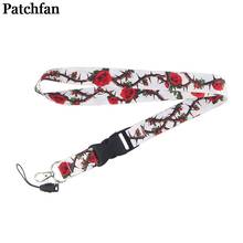 Patchfan Vintage Rose Flowers lanyard Couple ID Pass Card Badge Cartoon Neck Straps Gym Key Mobile Phone USB Holder webing A2334 2024 - buy cheap