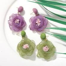 Dvacaman Green Color Lace Flower Drop Earrings For Women Fashion Accessories Statement Earrings Newest Holiday Jewelry Oorbellen 2024 - buy cheap