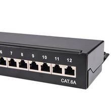 Painel de remendo de 12 portas cat6a protegido completo mini desktop disponível parede montagem keystone jack rj45 plug rede distribuição quadro 2024 - compre barato