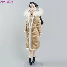 Champagne Winter Parka Long Coat for Barbie Doll Outfits Clothes Jacket For 1/6 BJD Doll 1:6 Dolls Accessories Kids Toys 2024 - buy cheap