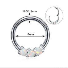 1Pc  Opal Gem Nose Nipple Clicker Ear Cartilage Tragus Helix Lip Piercing Unisex Fashion Jewelry  Hinged Segment Nose Ring 2024 - buy cheap