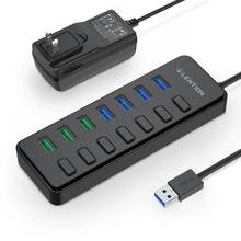Divisor de 7 puertos USB 3,0 con 4 puertos USB + 3 puertos USB de carga rápida, adaptador de corriente de 36W (12V/3A) y encendido/apagado Individual 2024 - compra barato