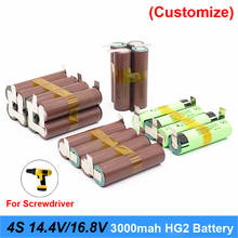 Pacote de baterias 18650 hg2 3000mah, 20amps para 14.4v 16.8v, chave de fenda, tira de solda partes 4s2p, bateria 16.8v (personalizado) 2024 - compre barato