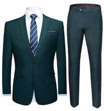 Мужской костюм-смокинг, темно-зеленый деловой костюм с пиджаком и брюками, свадебный костюм из двух предметов, 2019 2024 - купить недорого