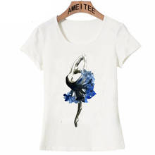 Watercolor Charismatic Aqua Ballerina Print T-Shirt Women Ballet Lovers Girl Tops Fashion Elegant Ladies Casual Tee shirt 2024 - buy cheap