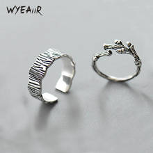 WYEAIIR-Anillo de Plata de Ley 925 con hojas de Wwig, anillo de apertura ajustable, regalo romántico, Retro 2024 - compra barato