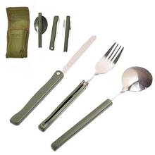 3Pcs/set Portable Dinnerware Flatware Set Multifunction Camping Folding Stainless Steel Fork Spoon Knife Cutlery Set 2024 - buy cheap