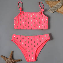 2-8 Years Baby Girl Swimsuit Kids Gold Pineapple Stamping Toddler Girl Bikini  Two Piece Children's Swimwear Girls Bathing Suit 2024 - buy cheap