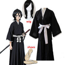 Cosplay de cosplay para mujeres y hombres adultos, Kimono tradicional japonés de anime, con lejía, Kurosaki, Ichigo, Rukia, Kuchiki 2024 - compra barato