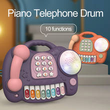 Brinquedo de telefone com tambor de mão elétrico, brinquedos para crianças educativos de natal, presentes de música, telefone leve, brinquedos para aprendizado inicial de meninas 2024 - compre barato