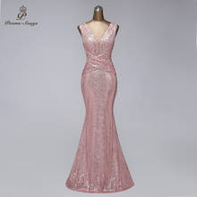 New Pink color Sequin Evening Dress vestido de festa Elegant prom gowns Formal Party dress reflective dress  robe de soiree 2024 - buy cheap