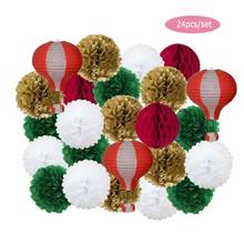 Christmas Party Favor 12 inch Gold Red Green Hanging Hot Air Lantern Baby Boy Girl 1st Birthday Gift DIY Pink Tissue Pompoms 2024 - buy cheap