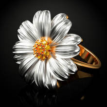 Foydjew-anillos de flores populares, joyería de oro de 18K Chapado en Europa y América, Creatividad de dos colores, margaritas, crisantemo, girasol 2024 - compra barato