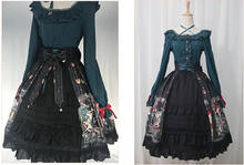 Christmas party dress Sweet Printed High Waist Lolita Skirt Ruffled Long Skirt  B409 2024 - buy cheap