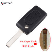 Keyyou hu83 carcaça de chave remota, lâmina sem corte, 2 botões, dobrável, para peugeot 207, 307, 407, ce0523 2024 - compre barato