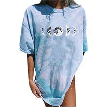 Women's Harajuku Blouse Pullover Vintage Sun And Moon Printed Pattern Casual Short Sleeve Tops Blouse Clothes Shirt Tops 2022 2024 - buy cheap