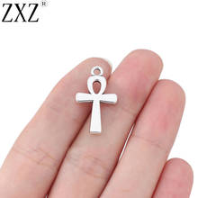 ZXZ-abalorios de Cruz egipcia Ankh, cuentas de doble cara para collar, pulsera, accesorios para hacer joyas, 22x13mm, 50 Uds. 2024 - compra barato
