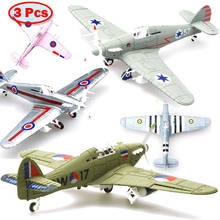 3Pcs Different Assemble Fighter Model Toys Building Blocks  Combat Aircraft  Diecast BF-109 Hurricane Spitfire Pirate Military 2024 - buy cheap