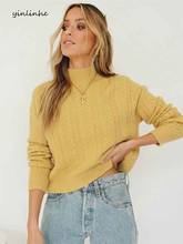 yinlinhe Yellow Turtleneck Sweater Women Long Sleeve Slim Warm Winter Cardigans Female Twist Knot Jumper Knit Sweater 2020  1892 2024 - buy cheap