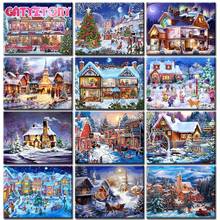 GATYZTORY Snow House Scenery Painting By Numbers Kits For Kids Unique Christmas Gift Oil Paint By Numbers HandPainted Craft 2024 - buy cheap