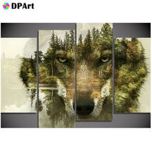 4 peças pintura diamante 5d quadrado completo/redondo broca lobo animais cenário diamante strass bordado imagem de ponto cruz m557 2024 - compre barato