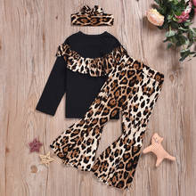 Toddler Girls Autumn Winter Clothes Set 2PCS Leopard Print Long Sleeve Sweatshirt + Striped Pants Kids Children Outfits for 1-6 2024 - buy cheap