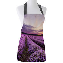 Delantal con estampado de flores de lavanda púrpura, babero Unisex con cuello ajustable de cocina, para cocinar y jardinería 2024 - compra barato