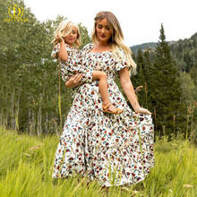 Mother Daughter Dress Family Matching Outfits Short sleeve Floral Dress Summer Girl Women Boho Loose Dresses Sundress Clothes 2024 - buy cheap